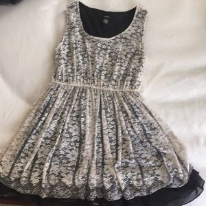 White and Black Mesh Dress